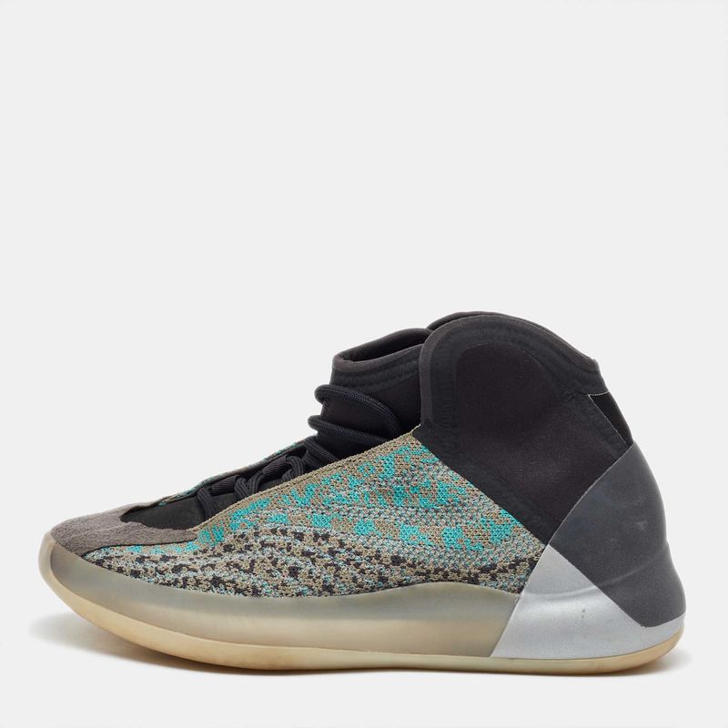 Yeezy X Adidas Multicolor Knit Fabric And Neoprene Qntm Teal Blue Sneakers Size